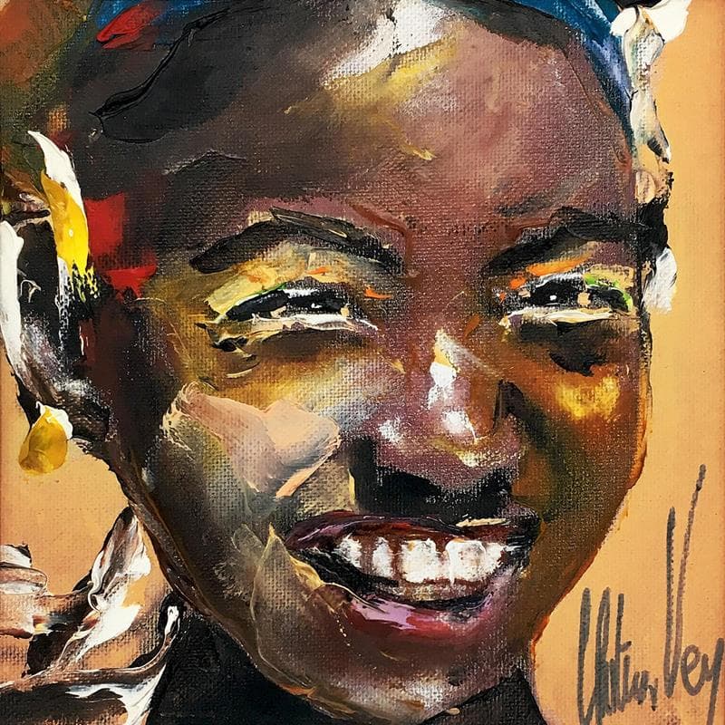 Painting Sourire d'Afrique by Vey Christian | Painting Figurative Oil Portrait