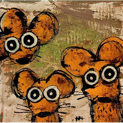 Painting Trio de souris by Maury Hervé | Painting Figurative Mixed Animals