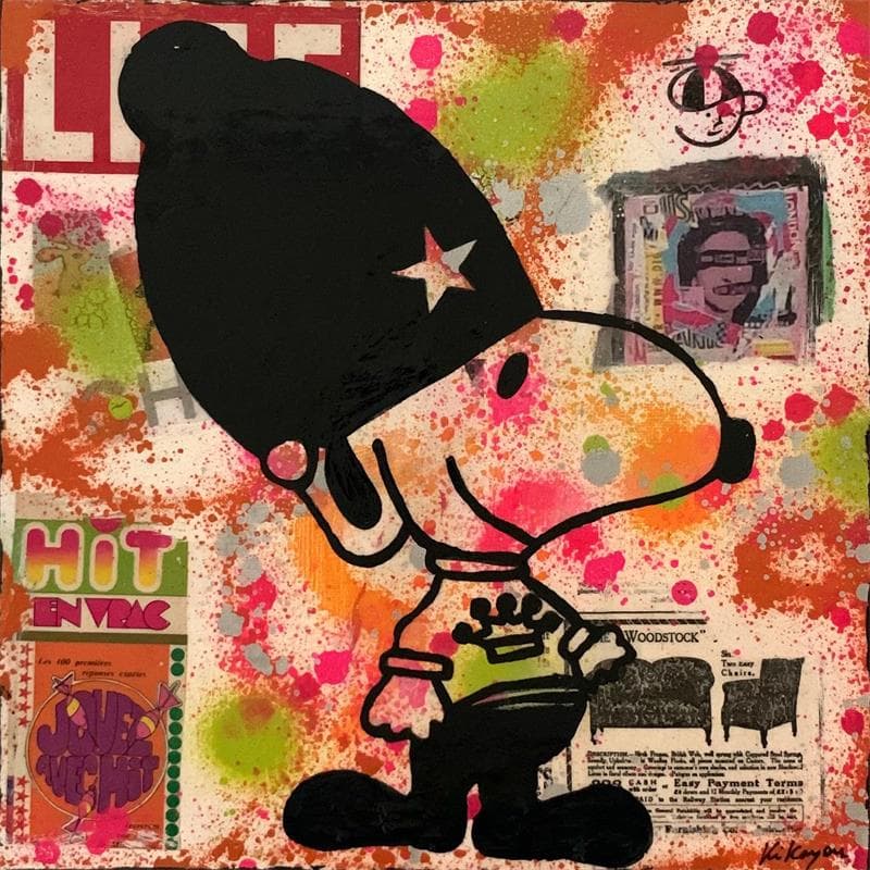 Gemälde Snoopy Bobbies  von Kikayou | Gemälde Figurativ Porträt Pop-Ikonen Graffiti Öl