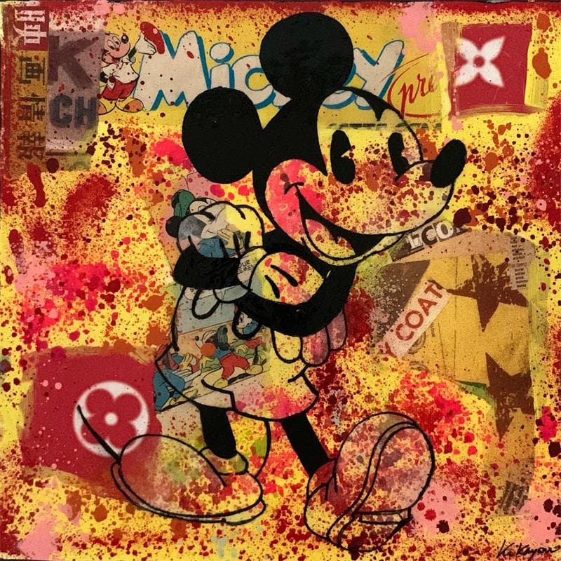 Gemälde Mickey  von Kikayou | Gemälde Figurativ Porträt Pop-Ikonen Graffiti Öl
