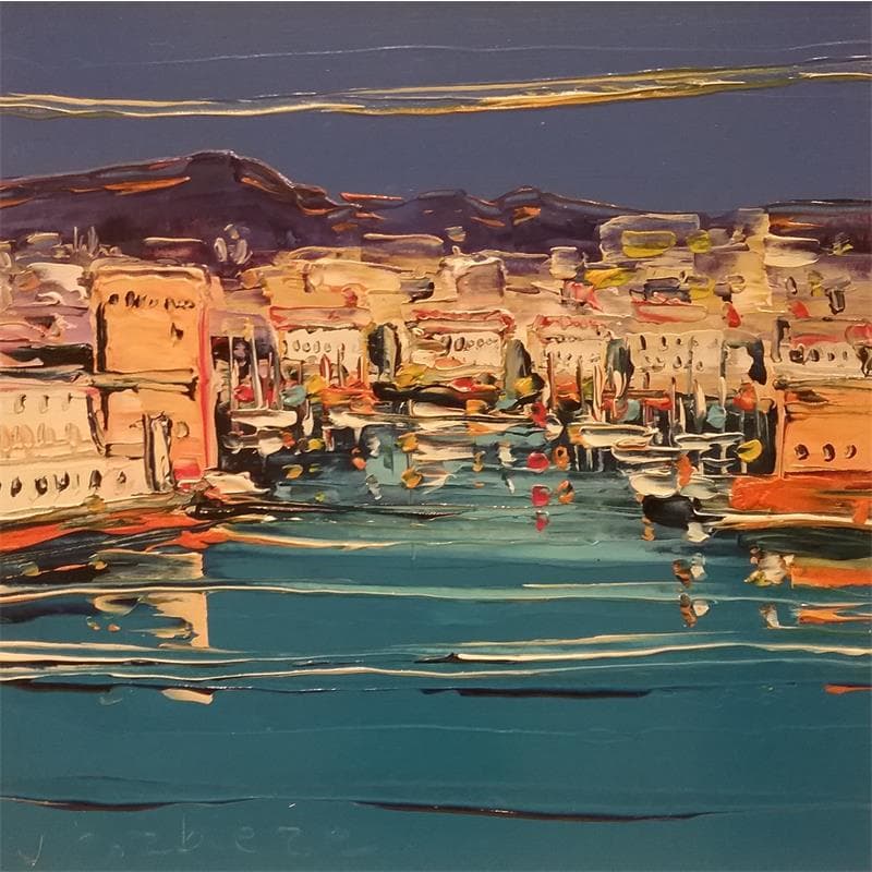 Peinture Entrée du port, Marseille par Corbière Liisa | Tableau Figuratif Huile Paysages Vues urbaines Vues marines