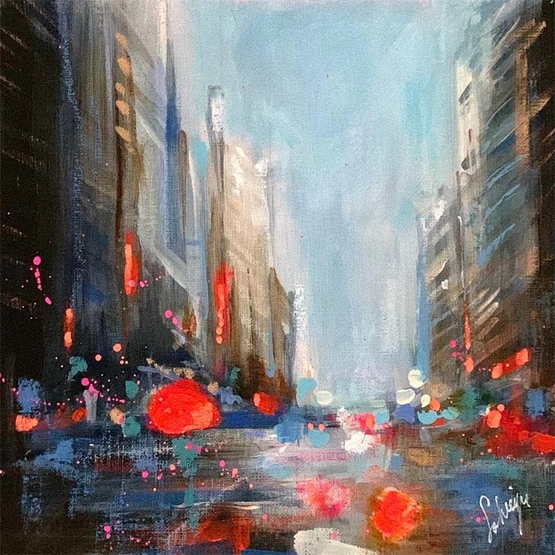 Painting Broadway view by Solveiga | Painting Figurative Acrylic Pop icons, Urban