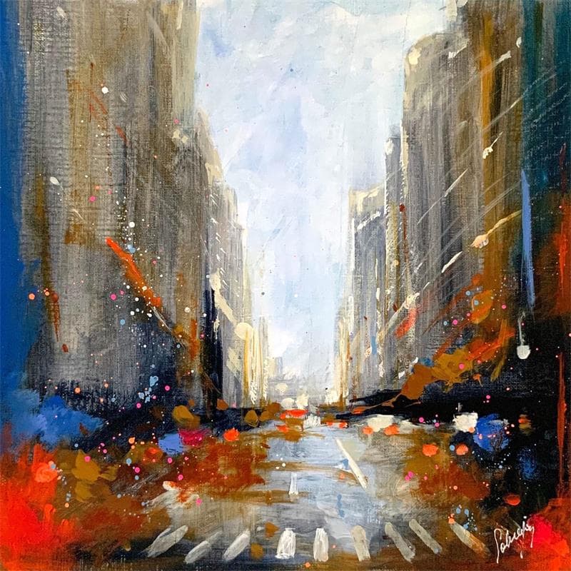 Painting 5th Avenue by Solveiga | Painting Figurative Acrylic, Oil Urban