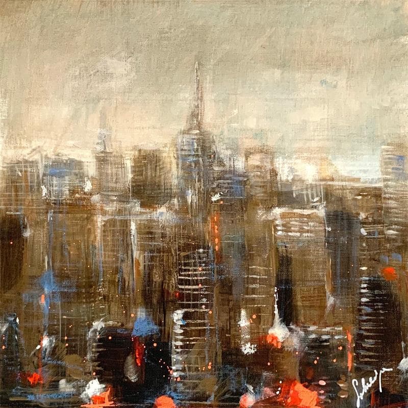 Painting Over the city by Solveiga | Painting Figurative Oil Portrait Pop icons