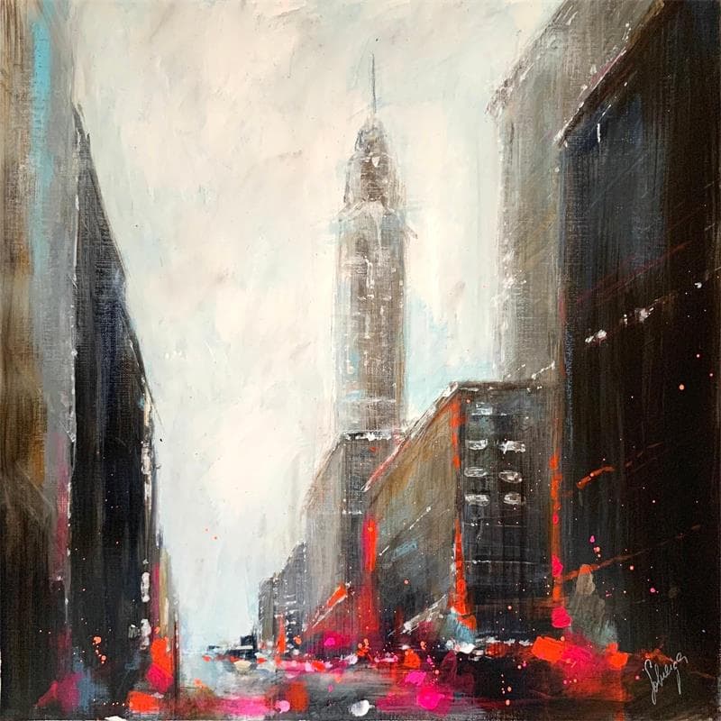 Painting Pink lights by Solveiga | Painting Figurative Acrylic Urban