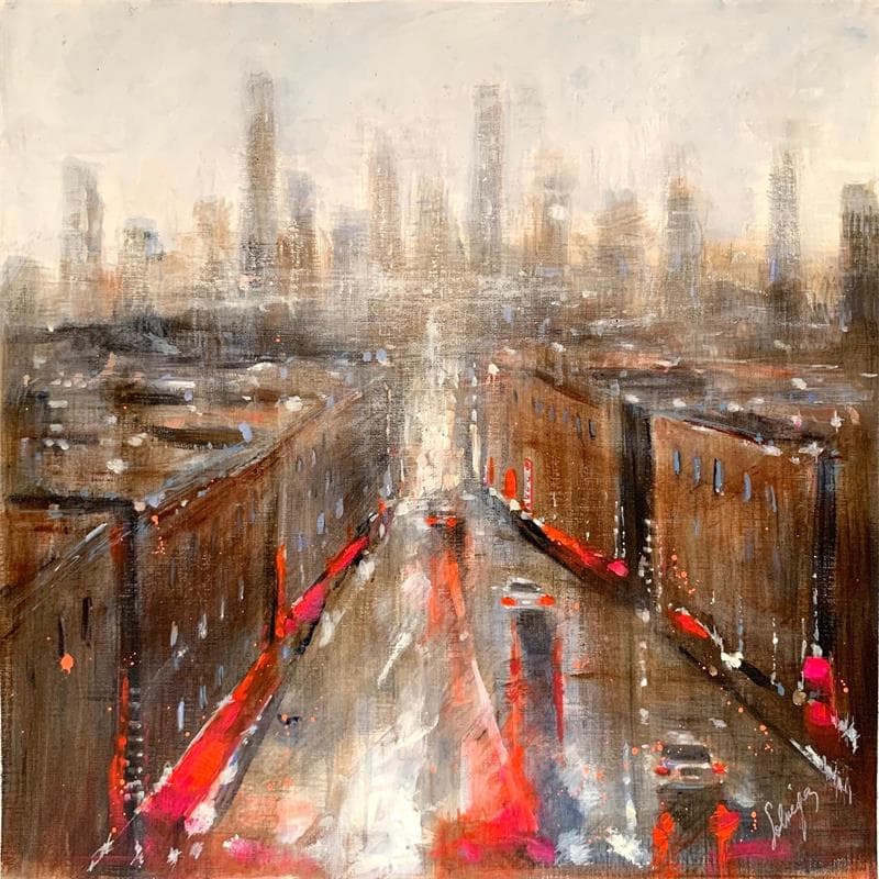 Painting Chinatown view by Solveiga | Painting Impressionism Acrylic Urban
