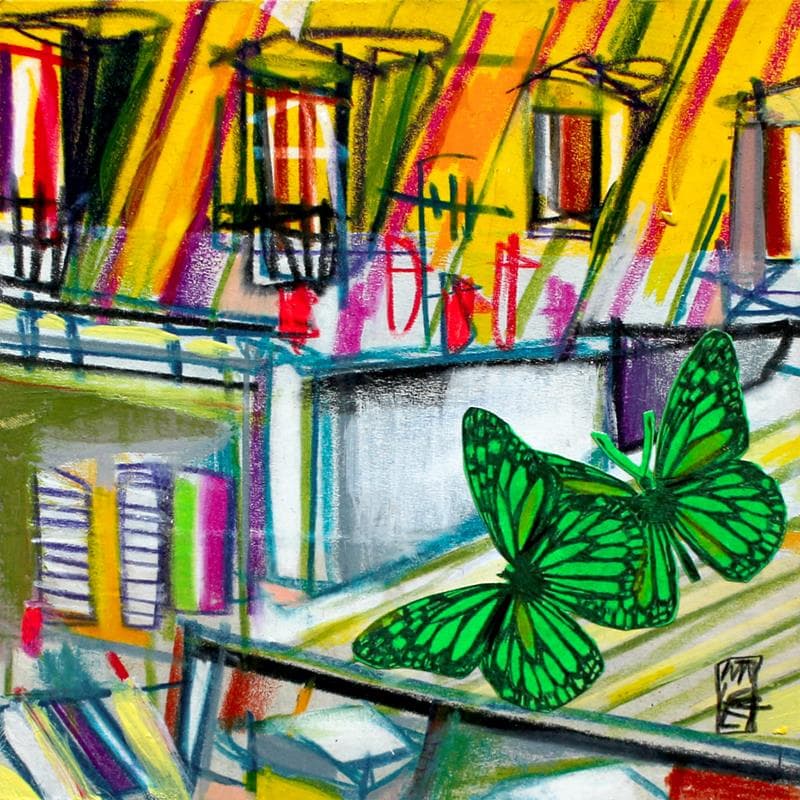 Gemälde Tant de fenêtres von Anicet Olivier | Gemälde Figurativ Acryl Urban