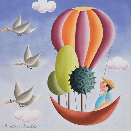 Peinture Migration par Davy Bouttier Elisabeth | Tableau Art naïf Huile Scènes de vie