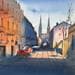 Peinture Bordeaux, streetlife par Min Jan | Tableau Figuratif Aquarelle Vues urbaines