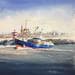 Painting Fishing trawler at Scheveningen by Min Jan | Painting Figurative Marine Watercolor