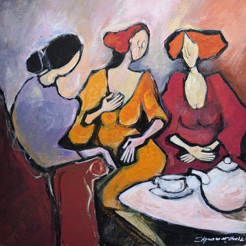 Painting Confidences by Signamarcheix Bernard | Painting Figurative Mixed Life style