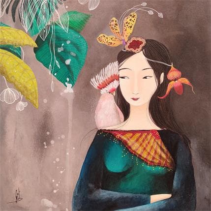 Painting EN ATTENDANT LA PLUIE N°1 by Rebeyre Catherine | Painting Illustrative Mixed Life style