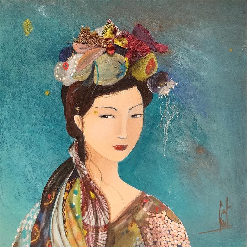 Painting MONICA by Rebeyre Catherine | Painting Naive art Mixed Life style