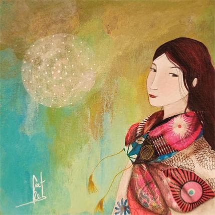 Painting REVE DE BULLE by Rebeyre Catherine | Painting Illustrative Mixed Life style