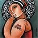 Peinture Love tatoo par Maria Grino | Tableau Figuratif Mixte Portraits