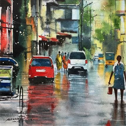 Painting 24 by Alexraj | Painting Figurative Watercolor Urban