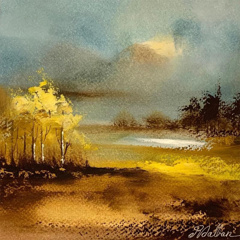 Painting Le petit lac by Dalban Rose | Painting Raw art Oil Landscapes