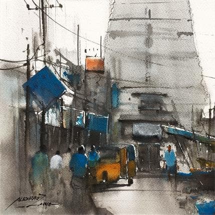 Painting 33 by Alexraj | Painting Figurative Watercolor Urban