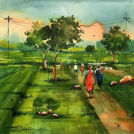 Painting 34 by Alexraj | Painting Figurative Watercolor Life style