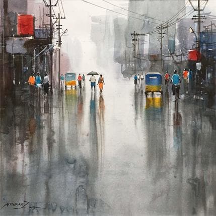 Painting 41 by Alexraj | Painting Figurative Watercolor Urban