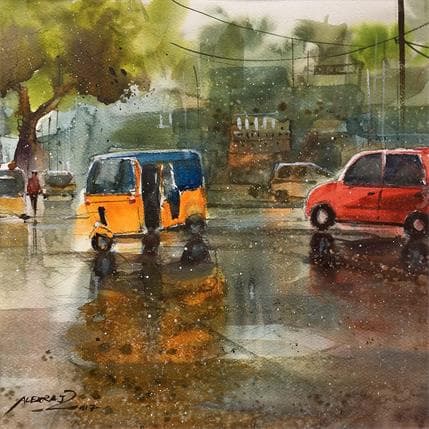 Painting 36 by Alexraj | Painting Figurative Watercolor Urban