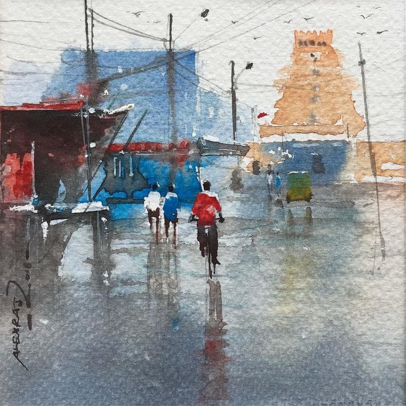 Painting 2 by Alexraj | Painting Figurative Watercolor Urban