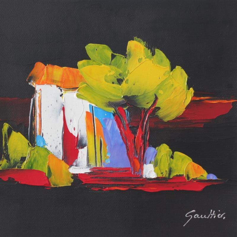 Gemälde A la nuit tombée von Gaultier Dominique | Gemälde Abstrakt Landschaften Öl