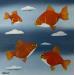 Peinture Red Fishes par Trevisan Carlo | Tableau Surréalisme Animaux Huile
