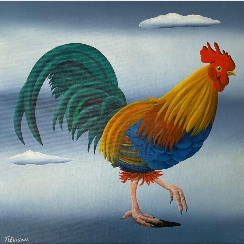 Painting Rooster in color by Trevisan Carlo | Painting Oil