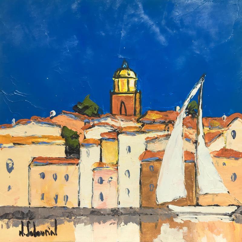 Painting Saint-Tropez, le voilier blanc by Sabourin Nathalie | Painting Oil