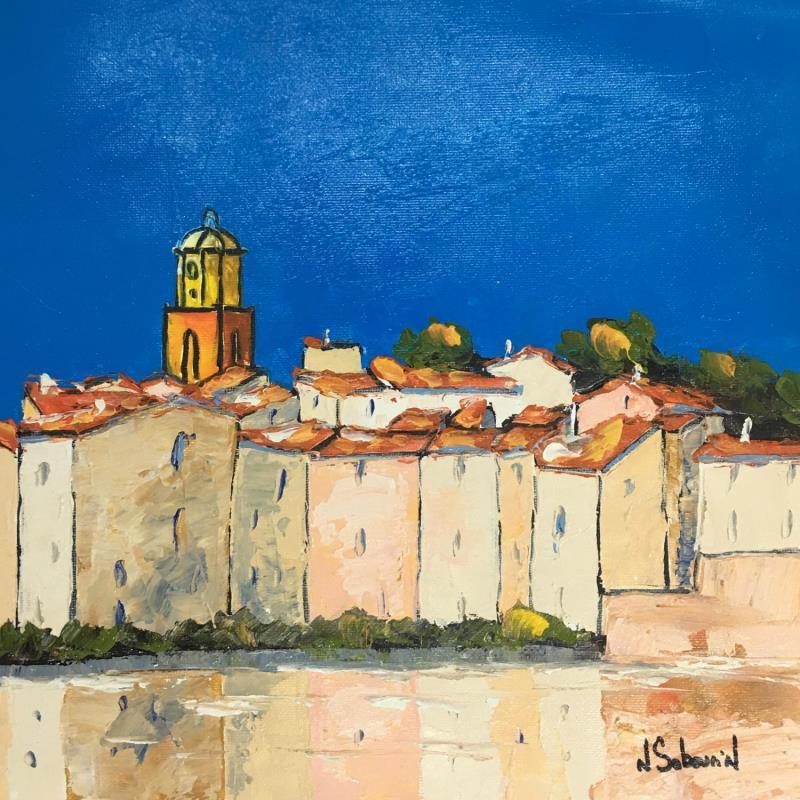 Peinture Le calme de Saint-Tropez par Sabourin Nathalie | Tableau Figuratif Huile