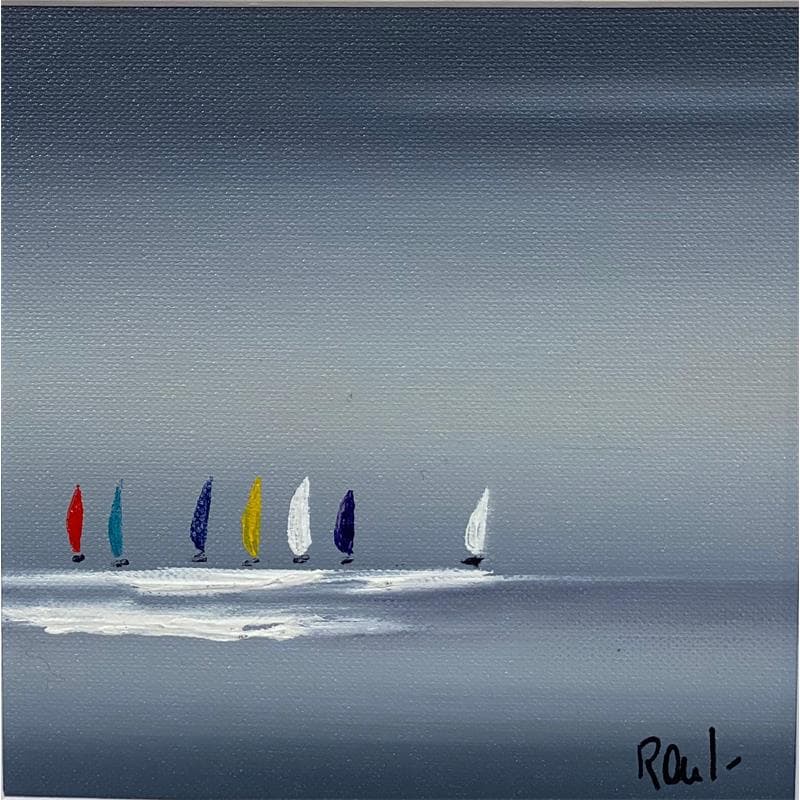 Painting Régate 28 by Roussel Marie-Ange et Fanny | Painting Figurative Landscapes Marine Oil
