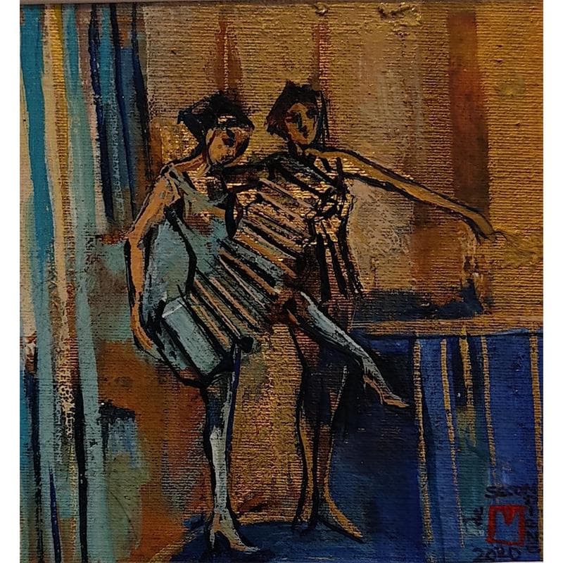 Painting Le bandonéon by Machi | Painting Figurative Life style Oil Acrylic
