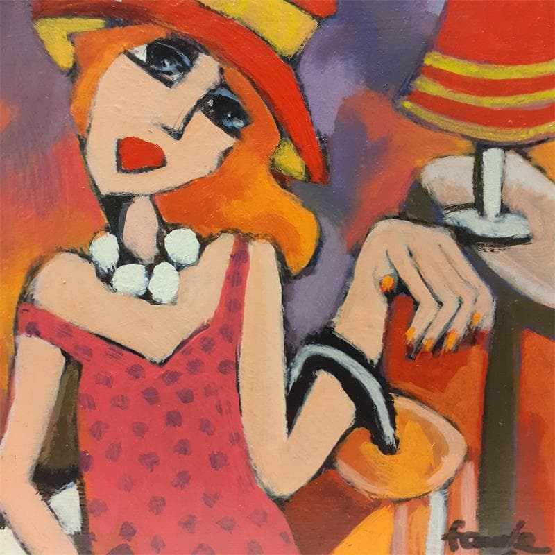 Painting Mademoiselle by Fauve | Painting Figurative Acrylic Life style