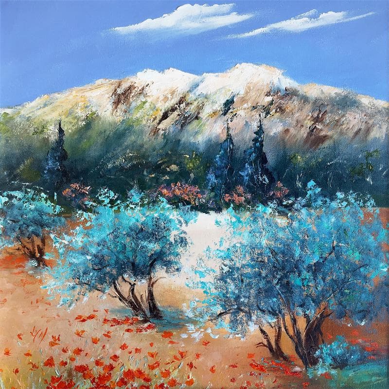 Painting Le temps des coquelicots by Lyn | Painting Figurative Landscapes Oil
