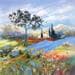 Painting Coteau en fleurs by Lyn | Painting Figurative Landscapes Oil