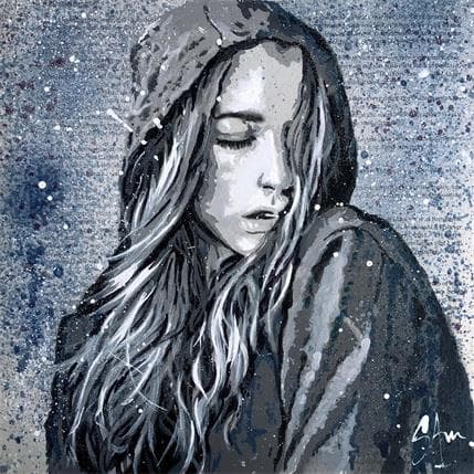 Painting Feel the rain by S4m | Painting Street art Mixed Portrait