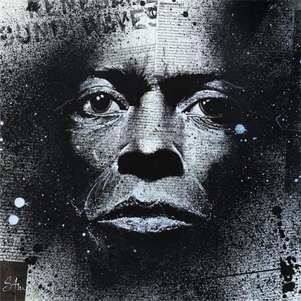 Painting Miles Davis by S4m | Painting Street art Mixed Black & White, Portrait