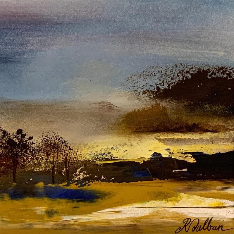 Peinture La brume du matin par Dalban Rose | Tableau Art Singulier Huile Paysages