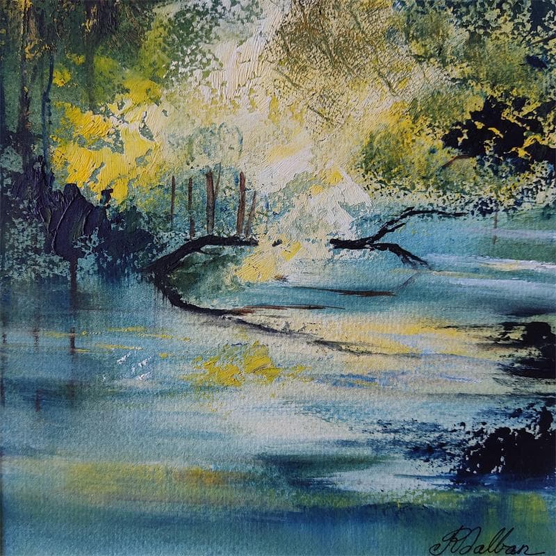 Painting Le lac vert by Dalban Rose | Painting Figurative Landscapes Oil