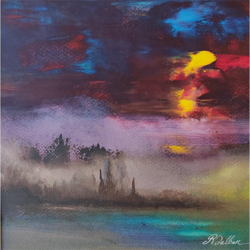 Painting Lac de nuit by Dalban Rose | Painting Figurative Landscapes Oil