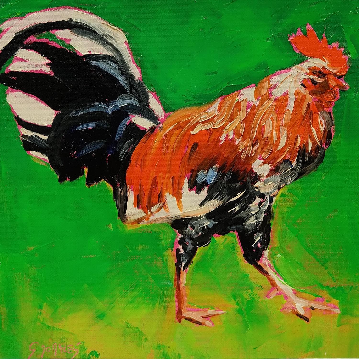▷ Painting Coq by Morales Géraldine | Carré d'artistes ▷ Painting Coq by Morales Géraldine | Carré d'artistes