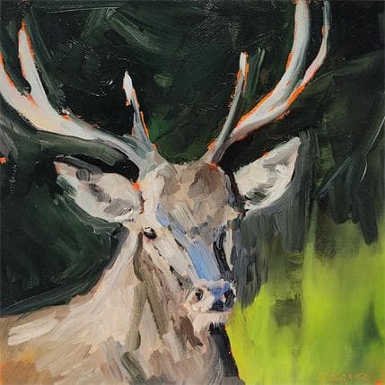 Painting Cerf by Morales Géraldine | Painting Figurative Oil Animals