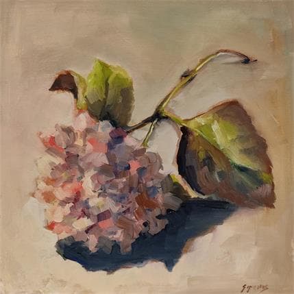 Painting Hortensia by Morales Géraldine | Painting Figurative Oil still-life