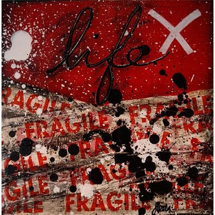 Painting Fragile Life rouge by Costa Sophie | Painting Pop art Mixed Pop icons