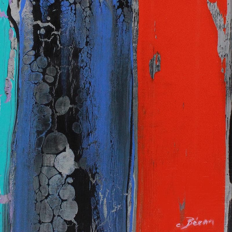 Gemälde Bandes Colorées n°54 von Becam Carole | Gemälde Abstrakt Minimalistisch Öl