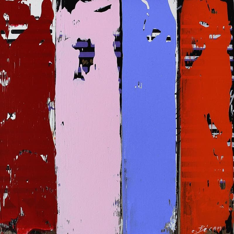 Peinture Bandes Colorées n°61 par Becam Carole | Tableau Abstrait Minimaliste Huile