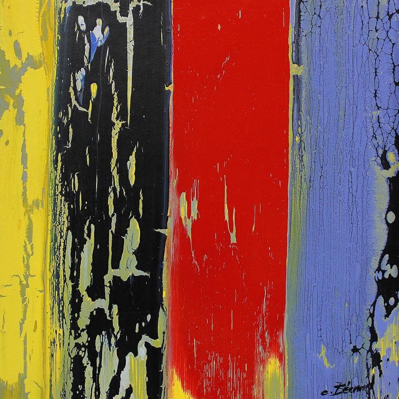 Peinture Bandes Colorées n°65 par Becam Carole | Tableau Abstrait Huile minimaliste, Portraits