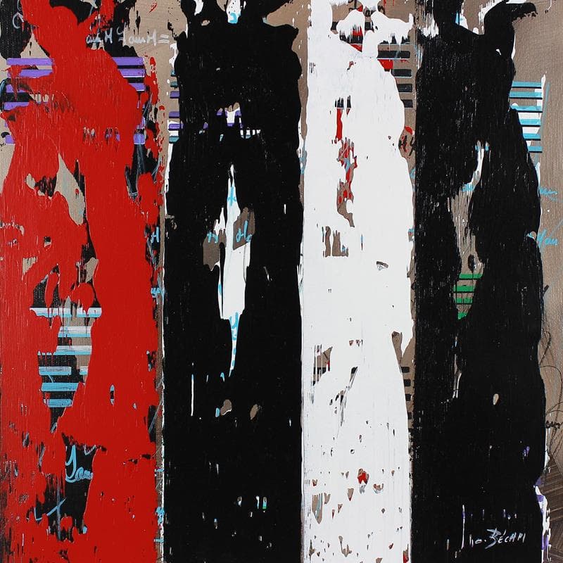Gemälde Bandes Colorées n°72 von Becam Carole | Gemälde Abstrakt Öl Minimalistisch