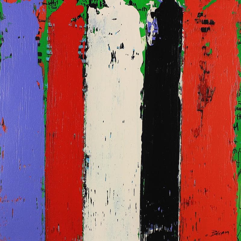 Peinture Bandes Colorées n°73 par Becam Carole | Tableau Abstrait Minimaliste Huile